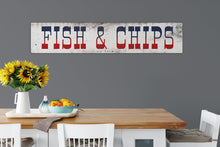 Load image into Gallery viewer, Cottage Kitchen Sign - Rustic Fish and Chips Decor for Home & Restaurant, Vintage Wood Wall Art, Country Style, Handmade