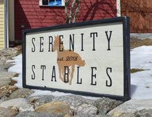 Load image into Gallery viewer, Custom Farm Sign | Stable Name Sign | Custom Family Name Sign | Rustic Farm Sign | Farmhouse Sign | Housewarming Gift | Gift for Him