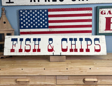 Load image into Gallery viewer, Cottage Kitchen Sign - Rustic Fish and Chips Decor for Home & Restaurant, Vintage Wood Wall Art, Country Style, Handmade