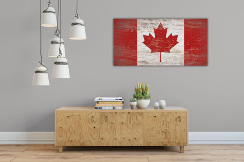 Hand Painted Canadian Wood Flag on Rustic Barnboard, Canada Flag, Farmhouse Décor, Wall Flag, Wood Art