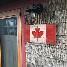 Load image into Gallery viewer, Hand Painted Canadian Wood Flag on Rustic Barnboard, Canada Flag, Farmhouse Décor, Wall Flag, Wood Art