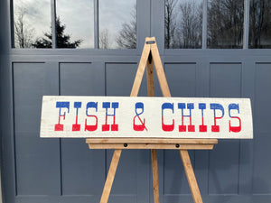 Cottage Kitchen Sign - Rustic Fish and Chips Decor for Home & Restaurant, Vintage Wood Wall Art, Country Style, Handmade