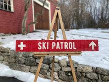 Load image into Gallery viewer, Ski Patrol Sign on Rustic Barnboard - Perfect for Cabin Decor, Ski Lodge Wall Art &amp; Winter Sports Enthusiasts