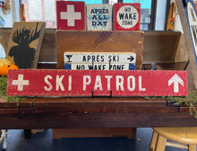 Load image into Gallery viewer, Ski Patrol Sign on Rustic Barnboard - Perfect for Cabin Decor, Ski Lodge Wall Art &amp; Winter Sports Enthusiasts