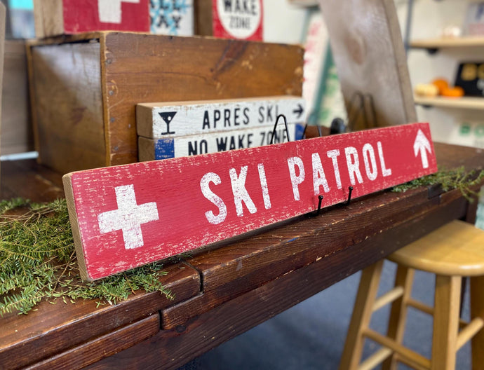 Ski Patrol rustic wood sign.