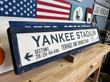 Load image into Gallery viewer, Yankee Stadium Sign - Large Wall Art Decor, New York Yankees Gift, Man Cave Decoration, Sports Fan Memorabilia, Vintage Look