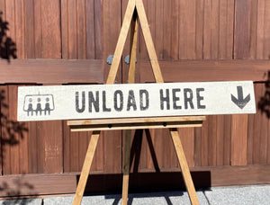 Wooden Ski Lift Sign - Rustic Winter Cabin & Lodge Decor, Handmade Winter Wall Art, Unload Here Ski Cabin Sign