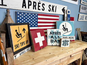 Après All Day Rustic Ski Sign | Handmade Winter Decor for Ski Lodge | Vintage Winter Sports Gift
